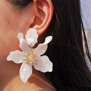White Acrylic Lily Flower Earrings
